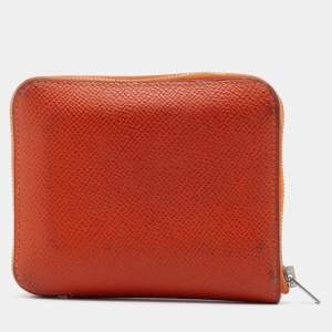 Hermes Orange Epsom Leather Silk'In Compact Wallet