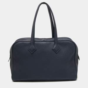 Pre Owned Hermes Bleu Nuit Togo Leather Victoria II Bag