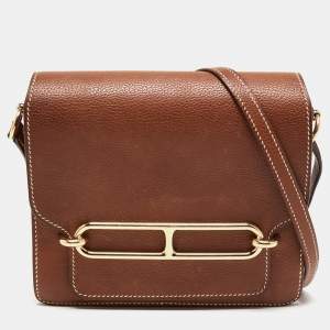 Pre Owned Hermes Gold Evercolor Leather Gold Plated Roulis 18 Bag