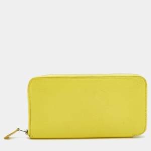 Pre Owned Hermes Soufre Epsom Leather Silk'In Classic Long Wallet