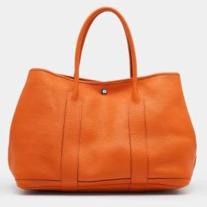 Pre Owned Hermes Orange Negonda Leather Garden Party 36 Tote