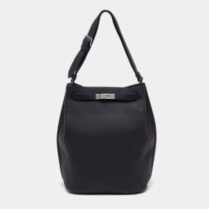 Pre Owned Hermes Prunoir Fjord Leather Palladium Hardware So Kelly 26 Bag