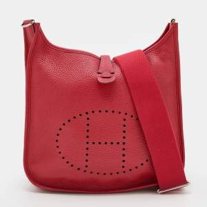 Pre Owned Hermès Rouge Piment Taurillon Clemence Leather Evelyne III 29 Bag