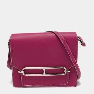 Pre Owned Hermès Rose Purple Evercolor Leather Roulis 23 Bag