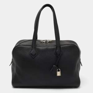 Pre Owned Hermes Black Togo Leather Victoria II Fourre Tout 35 Bag