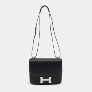 Pre Owned Hermès Black Epsom Leather Palladium Finish Constance 18 Bag