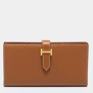 Pre Owned Hermés Gold Epsom Leather Bearn Gusset Wallet