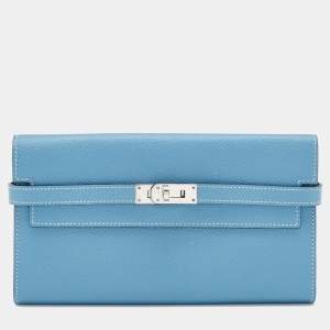 Hermes Blue Jean Epsom Leather Kelly Classic Wallet