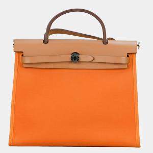 مملوكة مسبقًا Hermes Orange  Leather Herbag 31 Shoulder Bag 
