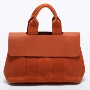 Pre Owned Hermes Orange Canvas and Leather Valparaiso PM Bag