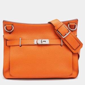 Hermes Apricot Clemence Leather Palladium Finish Jypsiere 34 Bag