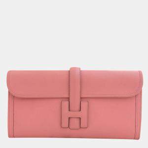 Hermes Jije Elan 29 Clutch Bag Swift Pink D Engraved