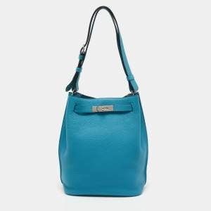 Hermes Mykonos Clemence Leather So Kelly 22 Bag