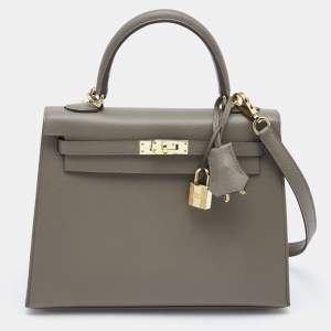 Hermes Etain Epsom Leather Gold Finish Kelly Sellier 25 Bag