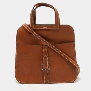 Hermes Fauve/Potiron Barenia Leather Halzan Mini Bag