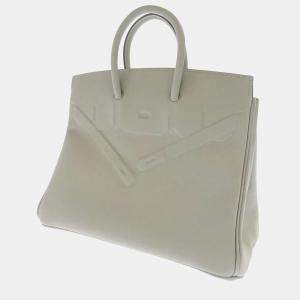 Hermes Pearl Grey Swift Leather Shadow Birkin 25 Bag 
