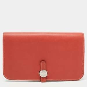 Hermes Sanguine Swift Leather Dogon Duo Wallet