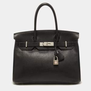 Hermès Black Evercolor Leather Palladium Finish Birkin 30 Bag