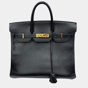 Hermes Hauta Croix 32 Ardennes Black Gold Metal Fittings Y Engraved 1995 Handbag Ladies