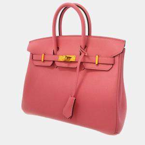 Hermes Rose Azalee Swift Leather Birkin Size 25 Bag