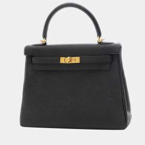 Hermes Kelly 25 Inner Stitch Togo Black Handbag Gold Hardware U Engraved