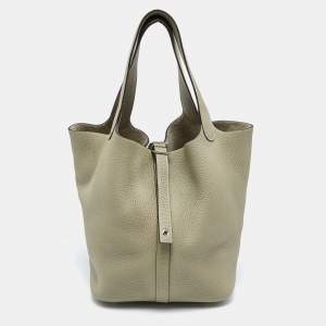 Hermes Sauge Taurillon Clemence Leather Picotin Lock 22 Bag
