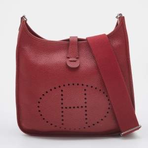 Hermes Rouge Garance Clemence Leather Evelyne III GM Bag