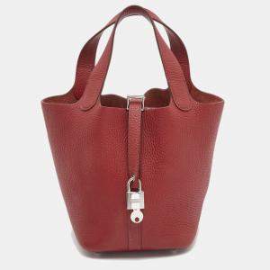 Hermes Rouge Garance Leather Picotin Lock 18 Bag