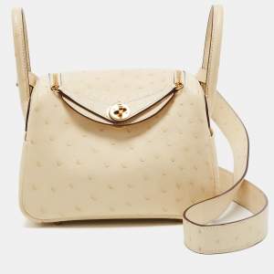 Hermès Nata Ostrich Gold Finish Mini Lindy Bag