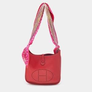 Hermes Rouge Casaque Togo Leather Evelyne III PM Bag