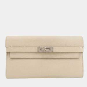 Hermes Kelly cream long wallet Epson ladies