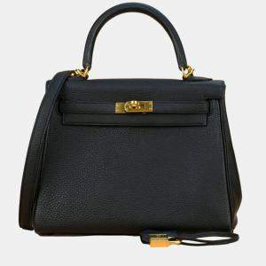 Hermes Black Togo Leather Gold Hardware Kelly 25 Bag