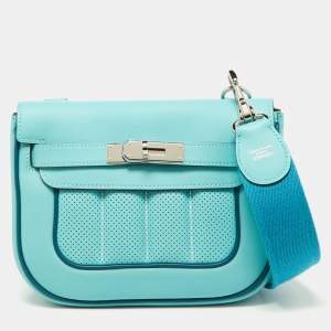 Pre Owned Hermes Blue Atoll/Colvert Swift Leather Berline 21 Bag