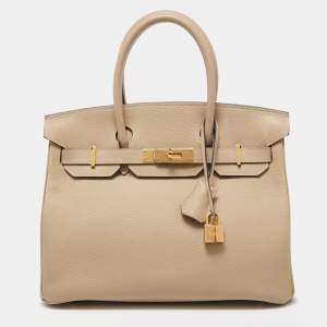 Hermes Trench Togo Leather Gold Finish Birkin 30 Bag