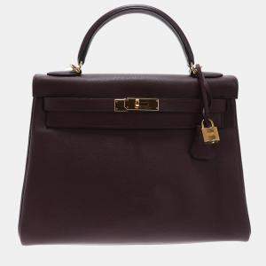 Hermes Chocolate Leather Gold-plated Hardware Kelly 32 bag