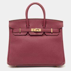 Hermès Rouge Grenat Togo Leather Gold Finish Birkin 25 Bag