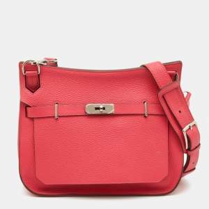 Hermès Rose Extreme Taurillon Clemence Leather Palladium Finish Jypsiere 28 Bag
