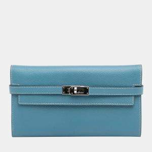 Hermes Blue Epsom Kelly Classic Wallet