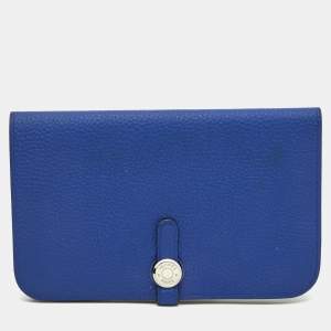 Hermes Blue Electrique Togo Leather Dogon Duo Wallet