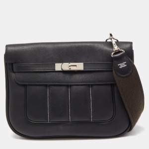 Hermes Black Swift Leather Palladium Finish Berline 28 Bag