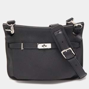 Hermes Black Taurillion Clemence Leather Palladium Finish Jypsiere 28 Bag