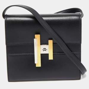 Pre Owned Hermes Black Tadelakt Leather Cinhetic To Go Wallet