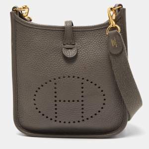 Hermes Etain Taurillon Clemence Leather Evelyne TPM Bag 