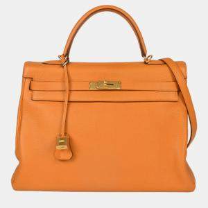HERMES Kelly 35 Inner stitch Orange Togo M stamp (manufactured in 2009) Handbag