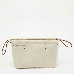 Pre Owned Hermes Naturel/Fauve Canvas and Barenia Leather Fourbi 25 Pouch
