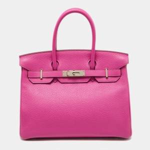 Hermès Magnolia Taurillion Clemence Leather Palladium Finish Birkin 30 Bag