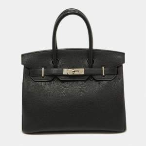 Hermes Black Togo Leather Palladium Finish Birkin 30 Bag