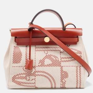 Hermes Cuivre/Ecru/Beige Vache Hunter and Toile H Brides de Gala Herbag Zip 31 Bag