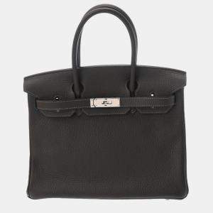 Hermes Black Clemence Leather Palladium Hardware Birkin 30 Bag 
