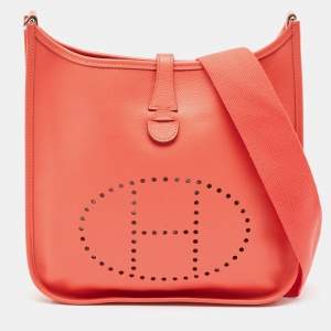 Hermes Rose Jaipur Epsom Leather Evelyne I PM Bag